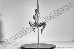 Nude Gymnastic poses Woman White Athletic long brown Dancing Dynamic poses Pinup